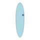 Torq TET MOD Fun & Fish Surfboard in Hellblau mit violettem Fish-Logo, Frontansicht