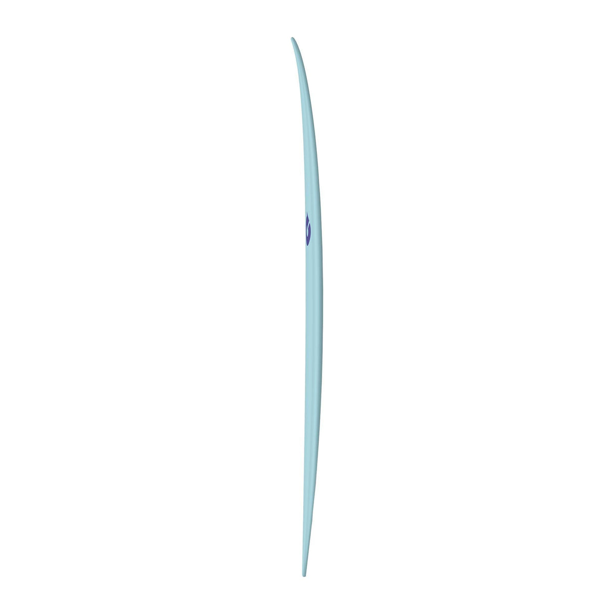 Torq TET MOD Fun & Fish Surfboard in hellblau, Seitenansicht, schmales Design mit spitzer Nose