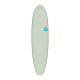Torq TET V+ MOD Fun Surfboard in Hellgrün, Draufsicht, mit blauem Torq-Logo, Kunststoff-Konstruktion