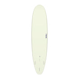 Torq TET Longboard Surfboard in Creme, Draufsicht, mit abgerundeter Nose und breitem Deck