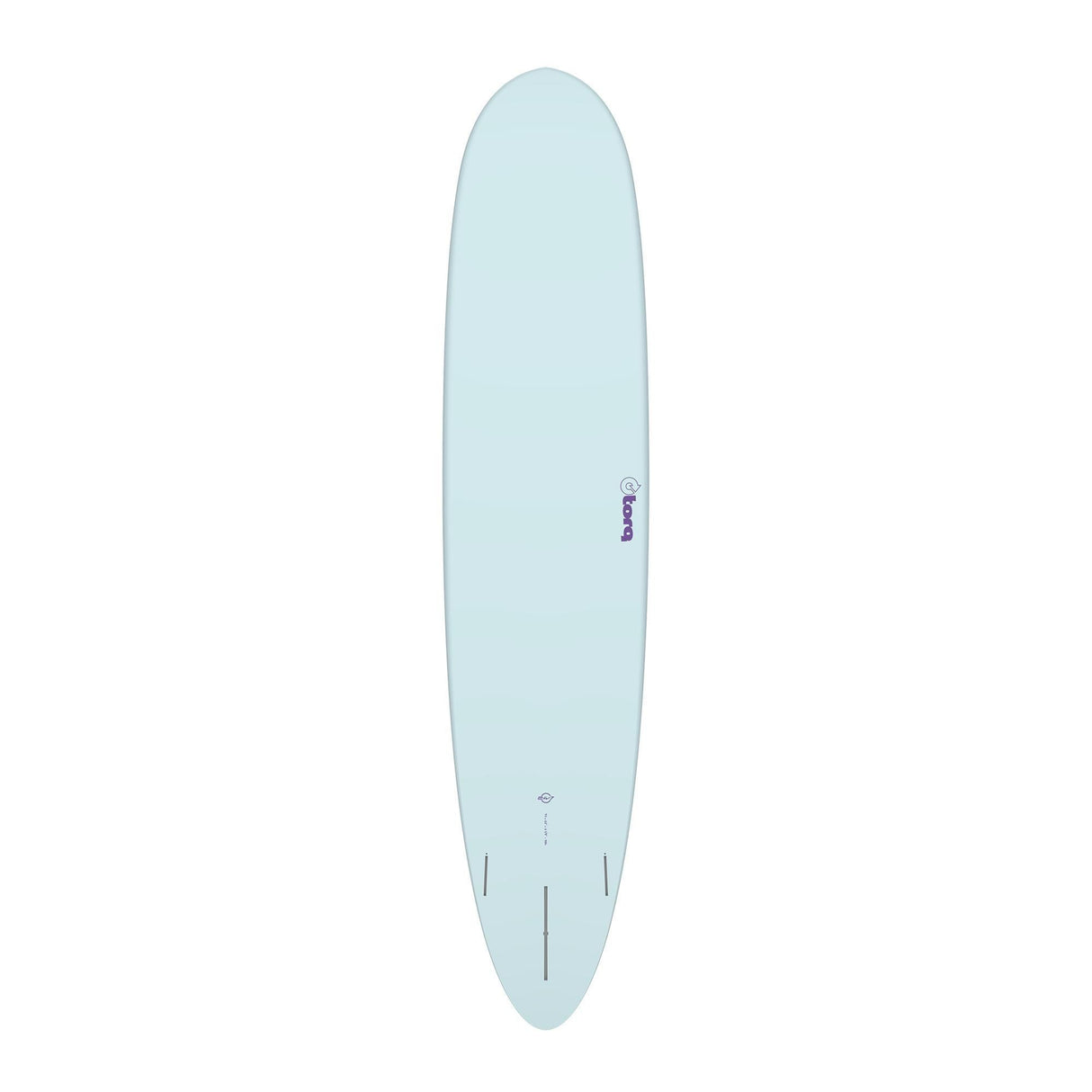 TORQ TET 24/7 Longboard Surfboard in Hellblau, Draufsicht auf das komplette Board mit abgerundetem Nose und Tail