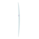 TORQ TET 24/7 Longboard Surfboard in Hellblau, Seitenansicht mit schlankem Design und TORQ-Logo