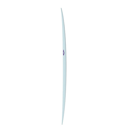 TORQ TET 24/7 Longboard Surfboard in Hellblau, Seitenansicht mit schlankem Design und TORQ-Logo