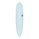 TORQ TET 24/7 Longboard Surfboard in Hellblau mit purpurnem Logo, Draufsicht
