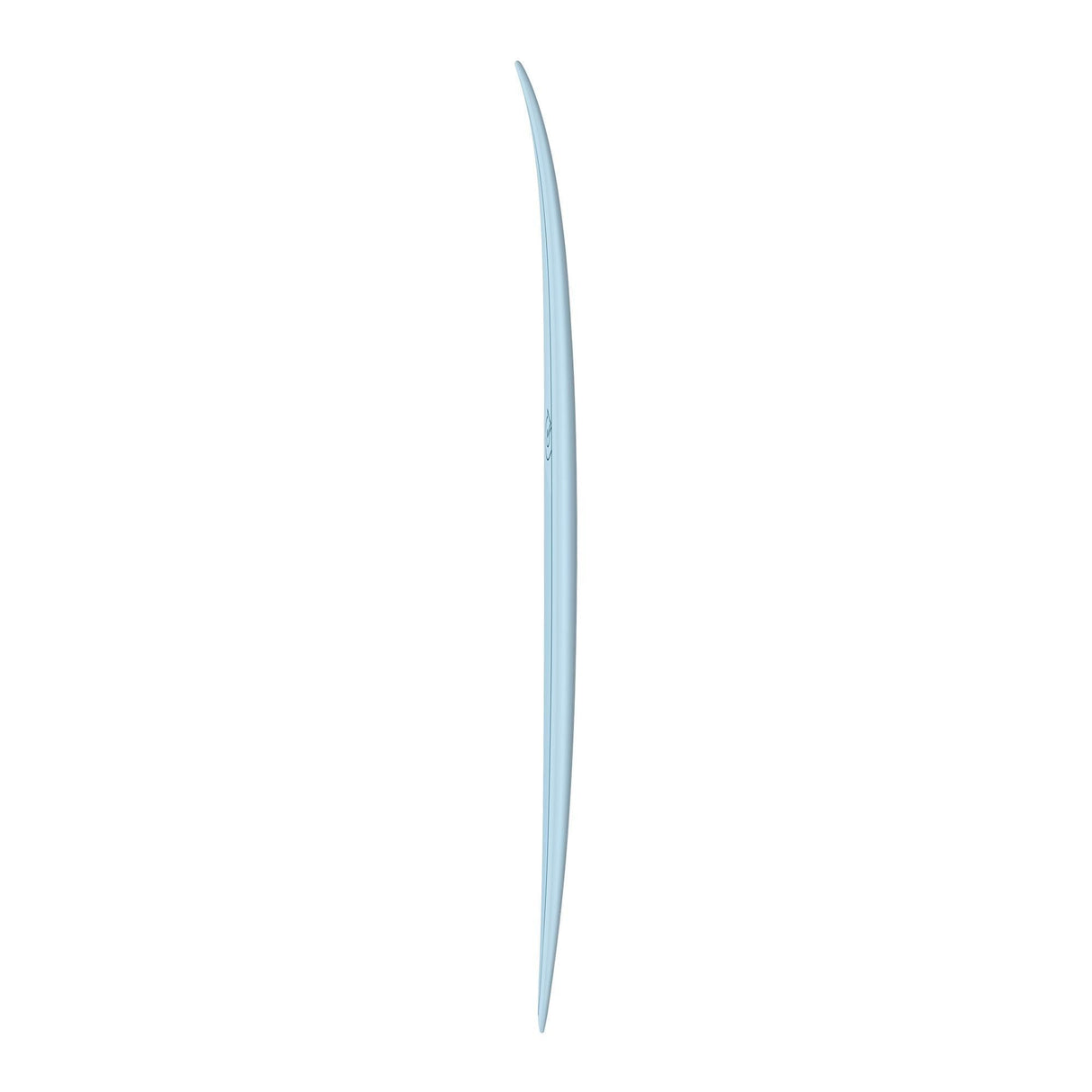 Torq TET MOD Fun & Fish Surfboard in heller Blaufarbe, schlanke Form, Seitenansicht