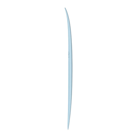 Torq TET MOD Fun & Fish Surfboard in heller Blaufarbe, schlanke Form, Seitenansicht