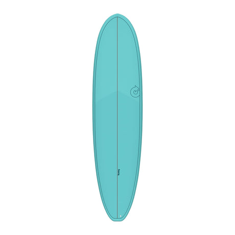 Torq TET V+ MOD Fun Surfboard in Türkis, Draufsicht, Funboard mit abgerundetem Nose und Tail Design