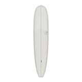 Torq TET Longboard in Weiß, Draufsicht, mit Centerline und Torq-Logo, Surfboard aus Schaumstoff