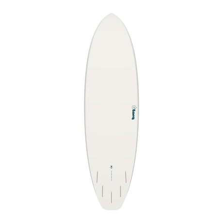 Torq TET BigBoy 23 Surfboard, weißes Funboard mit Finnen, Draufsicht