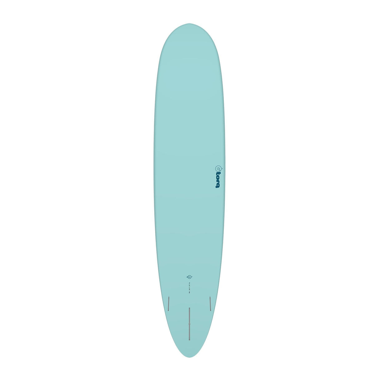 TORQ TET 24/7 Longboard Surfboard in Türkis, Draufsicht auf das komplette Board mit rundem Nose und Tail Design