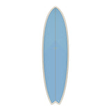 Torq TET MOD Fun & Fish Surfboard, blau mit weißer Kante, Draufsicht