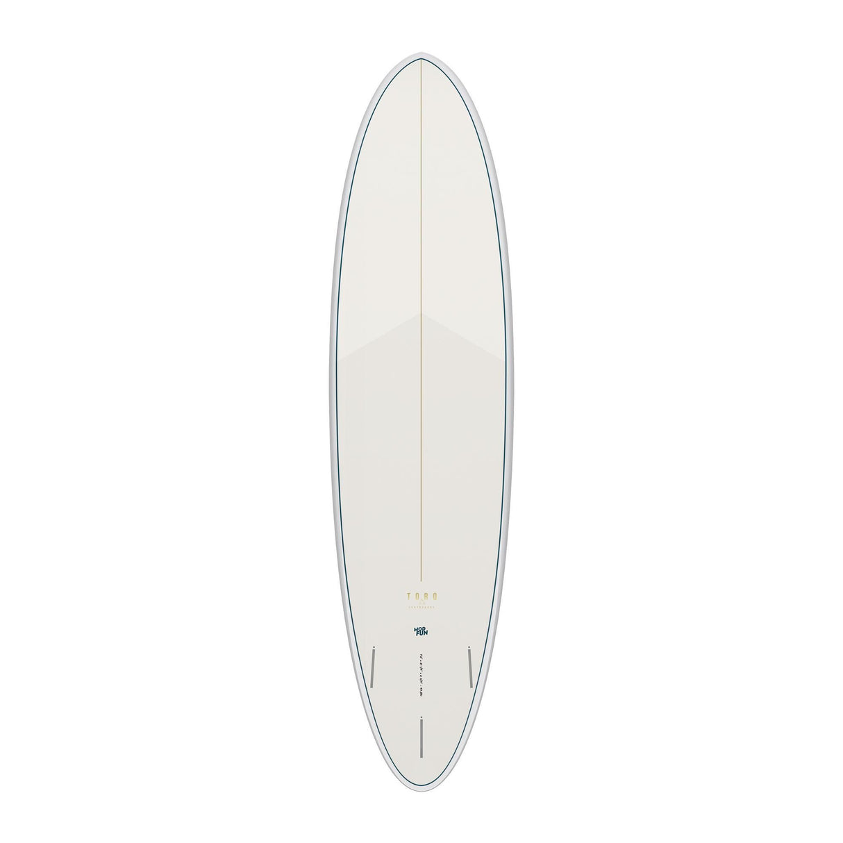 Torq TET MOD Fun & Fish Surfboard, weißes Fiberglas, ovale Form, Draufsicht