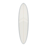 Torq TET MOD Fun & Fish Surfboard, weiß mit grauem Rail, Draufsicht auf das komplette Board