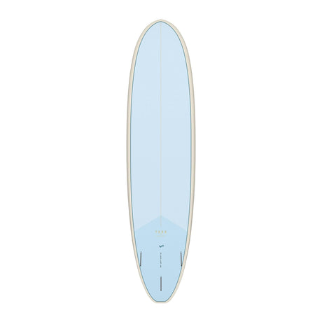 Torq TET V+ MOD Fun Surfboard in hellem Blau, Draufsicht auf weißem Hintergrund