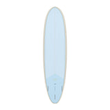 Torq TET V+ MOD Fun Surfboard in Hellblau, Draufsicht, Softboard mit grauem Rail und strukturiertem Design