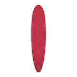 Torq TET Longboard in Rot, Draufsicht, Surfboard mit weißer Kante und Mittelstrich