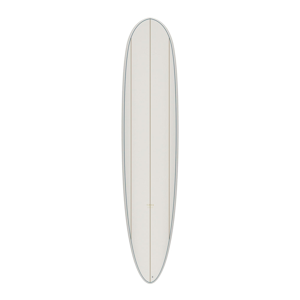 TORQ TET 24/7 Longboard Surfboard in Weiß mit grauer Kante, Draufsicht auf das komplette Board