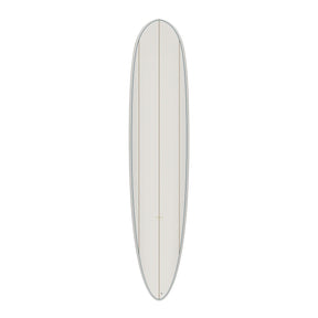 TORQ TET 24/7 Longboard Surfboard in Weiß mit grauer Kante, Draufsicht auf das komplette Board
