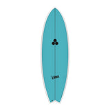 Channel Islands X-lite PodMod Surfboard, Türkis, Fischform, Draufsicht