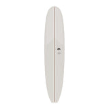 TORQ TET Delpero Classic Surfboard, cremeweiß, Frontansicht, längliches Design mit Mittelstrich und Logo