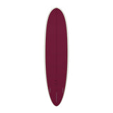 Torq TET Delpero MPW Surfboard, burgunderrot mit weißem Rail, Draufsicht