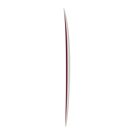 Torq TET Delpero MPW Surfboard in Burgund-Weiß, schmales Design mit gespitztem Ende, Frontansicht