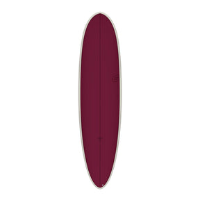 Torq TET Delpero MPW Surfboard in Bordeaux mit weißer Kante, Draufsicht