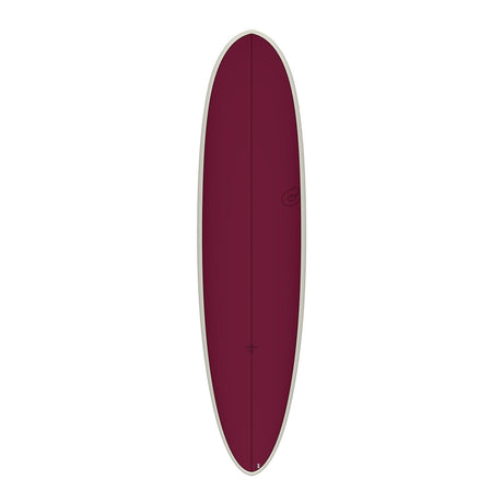 Torq TET Delpero MPW Surfboard in Bordeaux mit weißer Kante, Draufsicht