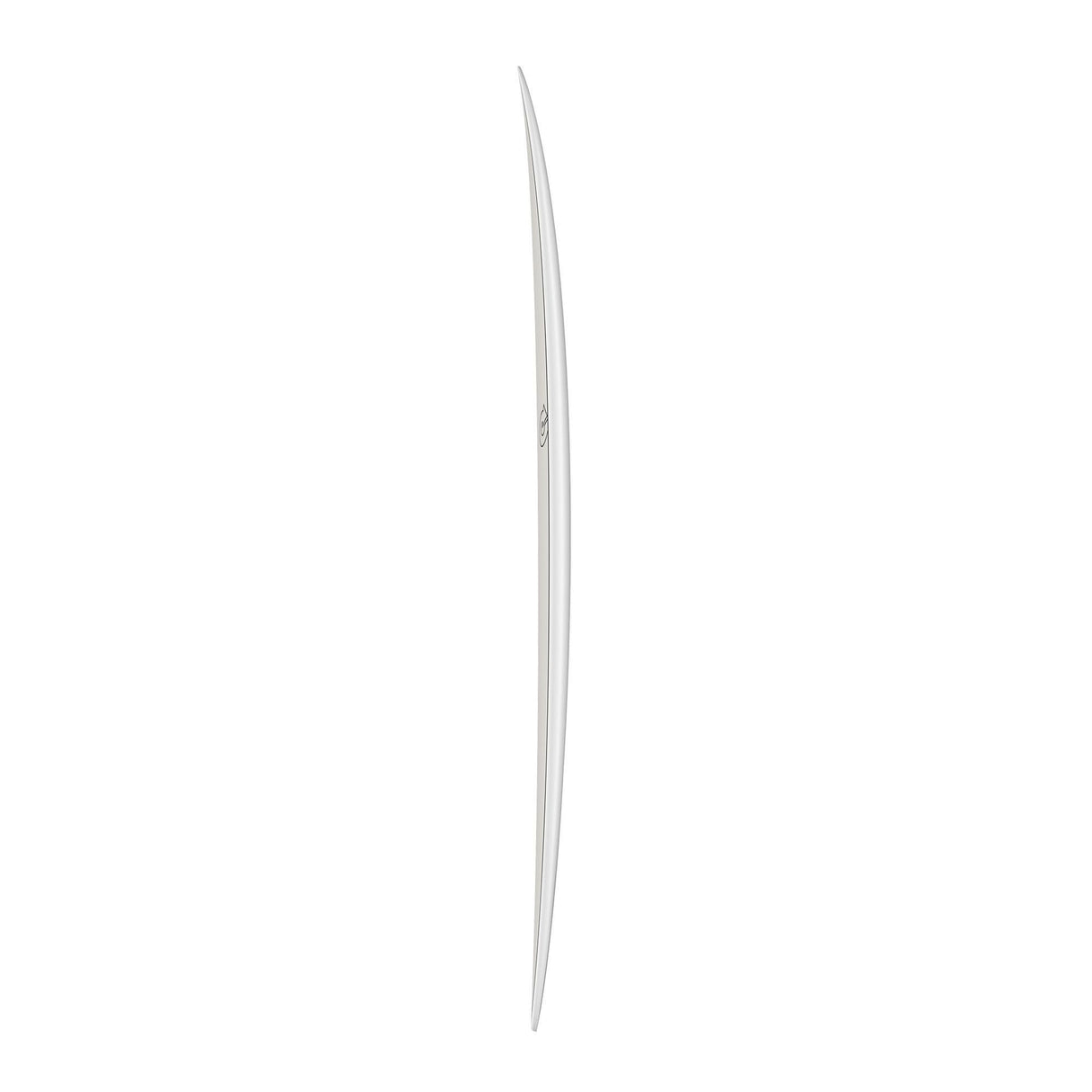 Torq TET Delpero MPW Surfboard weiß, Seitenansicht, schlankes Design mit spitzer Nose