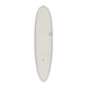 Torq TET Delpero MPW Surfboard in Weiß, Aufsicht, längliches Deck mit Centerline und Logo-Details
