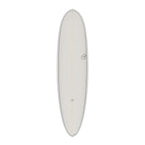Torq TET Delpero MPW Surfboard in Weiß, Aufsicht, längliches Deck mit Centerline und Logo-Details