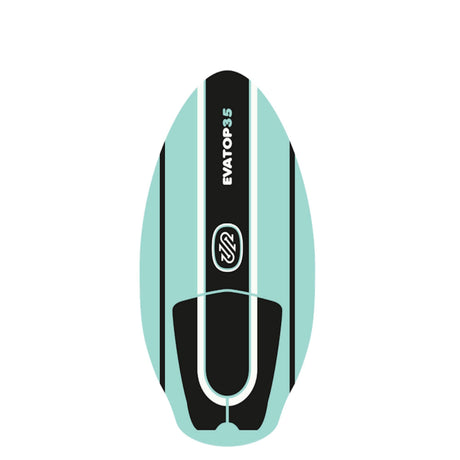 Skimboard SkimOne in Mintgrün mit schwarzem Mittelstreifen, Soft EVA Traction, Draufsicht