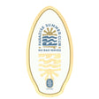 Skimboard SkimOne Holz Paradise mit Naturholzrahmen, weißer Oberfläche und blauem Paradise-Design, Draufsicht