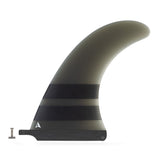 ROAM Surfboard Single Finne US Box, graue und schwarze Flosse mit Rillenstruktur, Seitenansicht