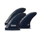 Futures Thruster Fin Set JJF Scimitar Vapor Core, Kohlefaser, schwarzblau, drei Flossen, Frontansicht