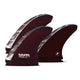 Futures Thruster Fin Set JJF Scimitar Vapor Core mit rotem Carbon und silbernem Kern, Frontalansicht