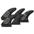 Futures Quad Thruster 5er Finnen Set Vector Alpha schwarze Surfflossen mit Muster Frontansicht