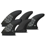 Futures Quad Thruster 5er Finnen Set Vector Alpha schwarze Surfflossen mit Muster Frontansicht