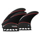 Futures Thruster Fin Set Jordy Signature Techflex, schwarz mit roten Akzenten, drei Flossen, Frontansicht