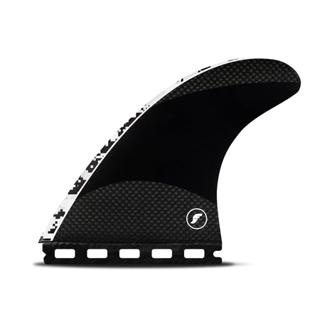 Futures Thruster Fin Set John John Techflex PRO schwarz mit Carbonstruktur, Seitenansicht