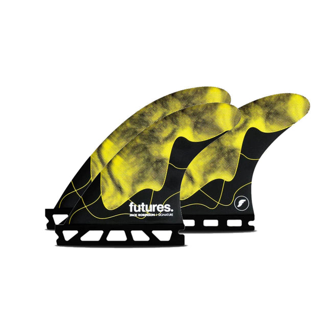 Futures Thruster Fin Set Jack Robinson Honeycomb gelb schwarz Surfflossen mit Wabenstruktur Seitenansicht