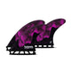 Futures Thruster Fin Set Jack Robinson Honeycomb in Magenta und Schwarz mit Wabenmuster, drei Flossen von vorne