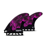 Futures Thruster Fin Set Jack Robinson Honeycomb in Magenta und Schwarz mit Wabenmuster, drei Flossen von vorne