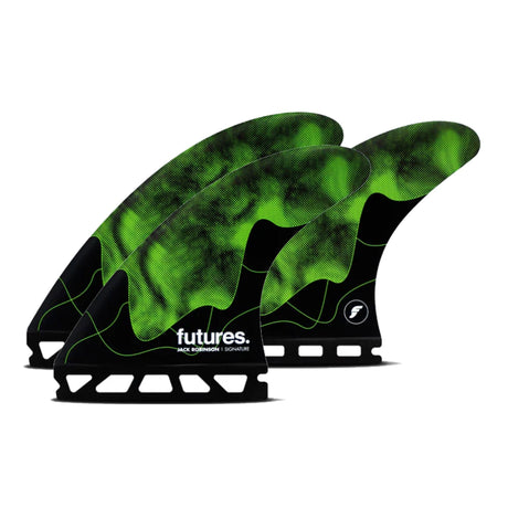 Futures Thruster Fin Set Jack Robinson Honeycomb grün schwarz Surfflossen mit Wabenstruktur Frontansicht