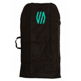 Sniper Bodyboard Rucksack Single Cover schwarz mit türkisem Logo, Frontansicht, Transporttasche mit Tragegriffen