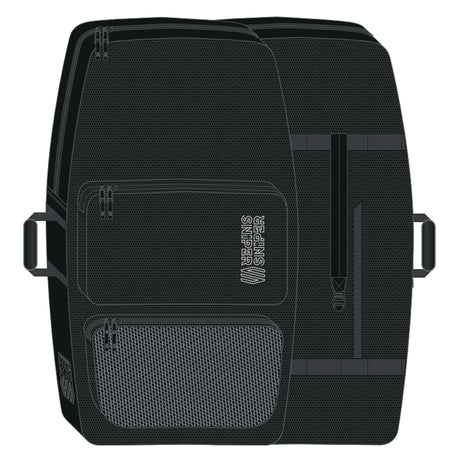 Sniper Twincover Deluxe Bodyboard-Tasche, schwarze Transporttasche mit Mesh-Fächern und Tragegriffen, Draufsicht