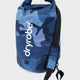 Dryrobe wasserdichter Packsack Drybag in Blau-Camouflage mit Schulterriemen, Frontalansicht
