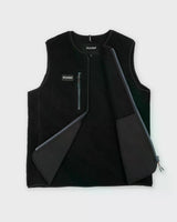 Dryrobe Thermo Weste schwarz mit Reißverschluss, Frontansicht, ärmellose Isolationsweste mit Kontrastdetails