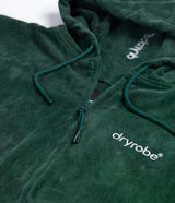 Dryrobe Fullzip Handtuchmantel aus Bio-Baumwolle in Dunkelgrün mit Reißverschluss und Kapuze, Detailansicht