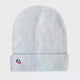 Dryrobe Eco Beanie Strickmütze in Hellgrau, Frontalansicht, mit Rippstrick und kleinem Logo-Badge